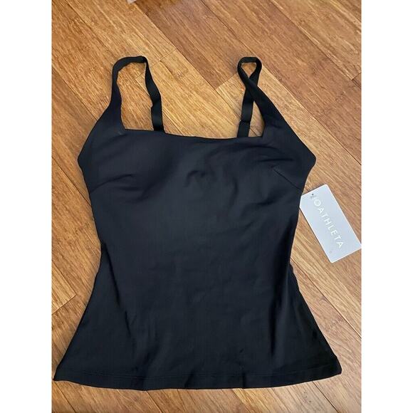 NWT‎ Athleta Size 34 D/DD Rib SQUARE NECK BRA CUP TANKINI Black Rib $84 - Picture 2 of 3